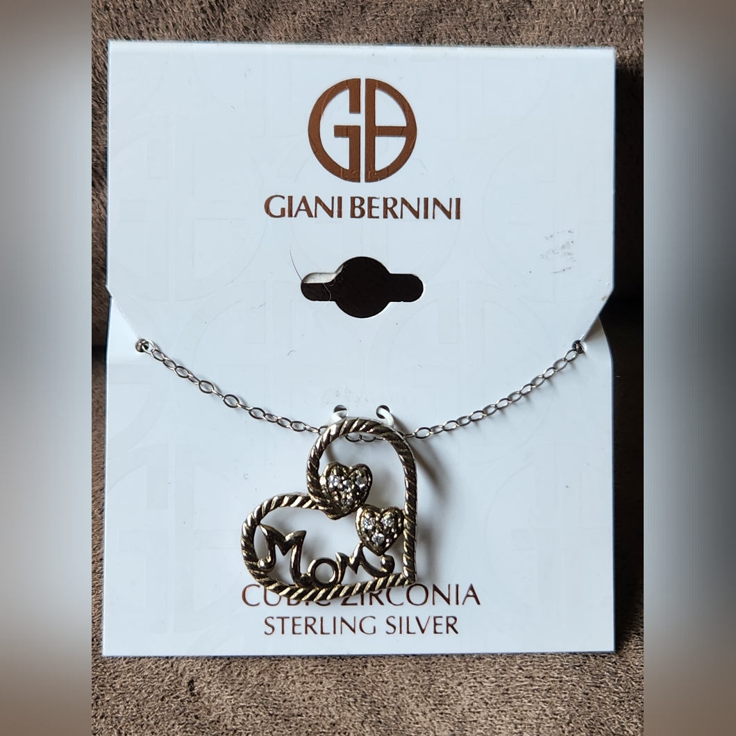 Giani Bernini Mom Heart Sterling Silver Necklace Nwt *Defect*
